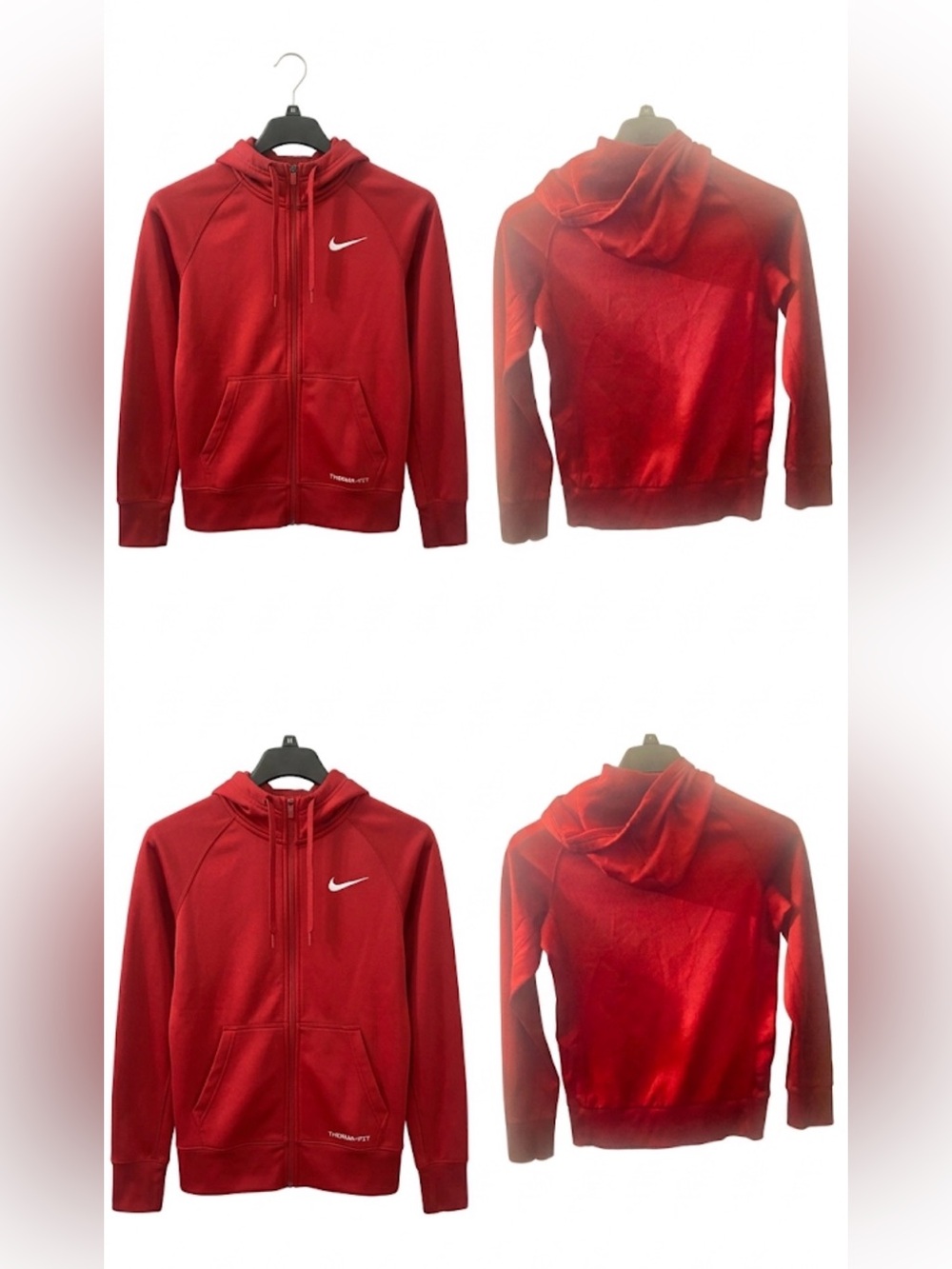Nike Red Zip-Up Hoodie with White Swoosh